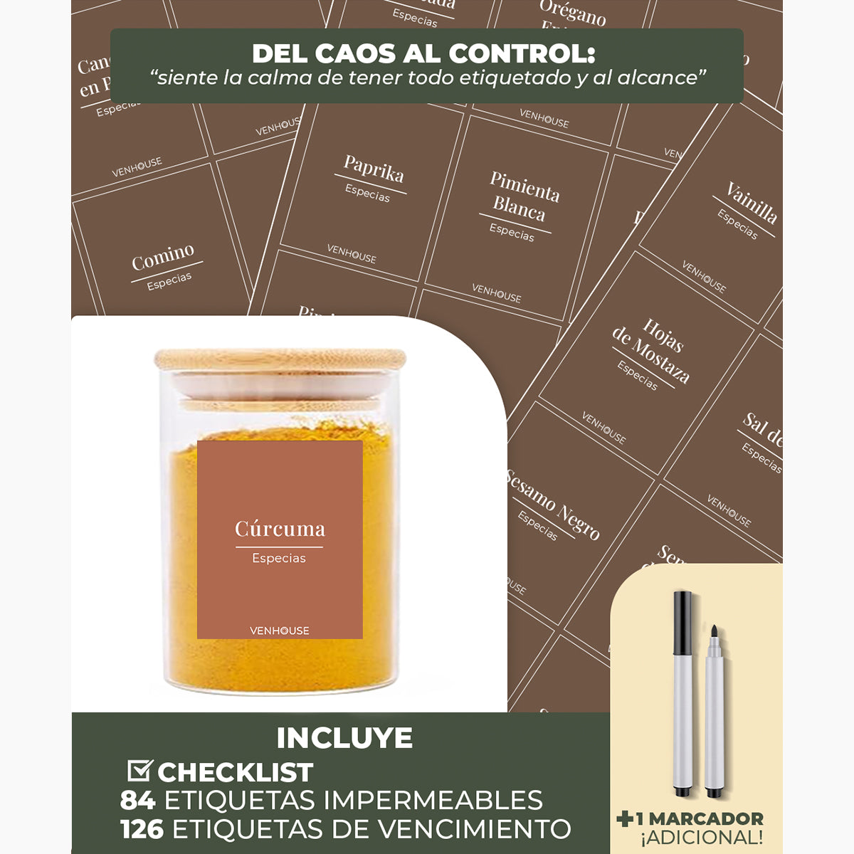 Set 15 Especieros De Vidrio Rack Extensible De Bambú