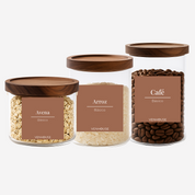 Set 3 Contenedores Herméticos Vidrio Cocina Despensa Acacia