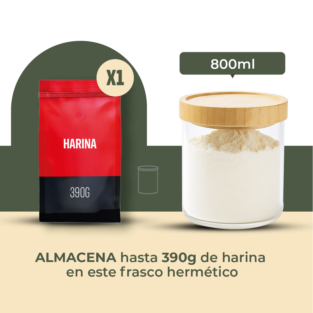 Frasco Contenedor Tarro Hermético Vidrio Tapa Bambú 800ml