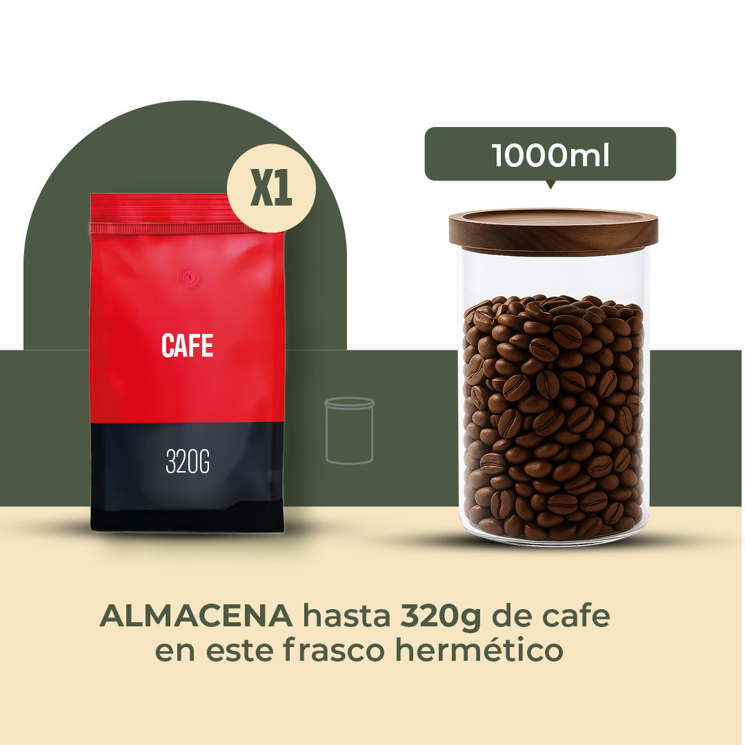 Frasco Contenedor Tarro Hermético Vidrio Tapa Acacia 1000ml