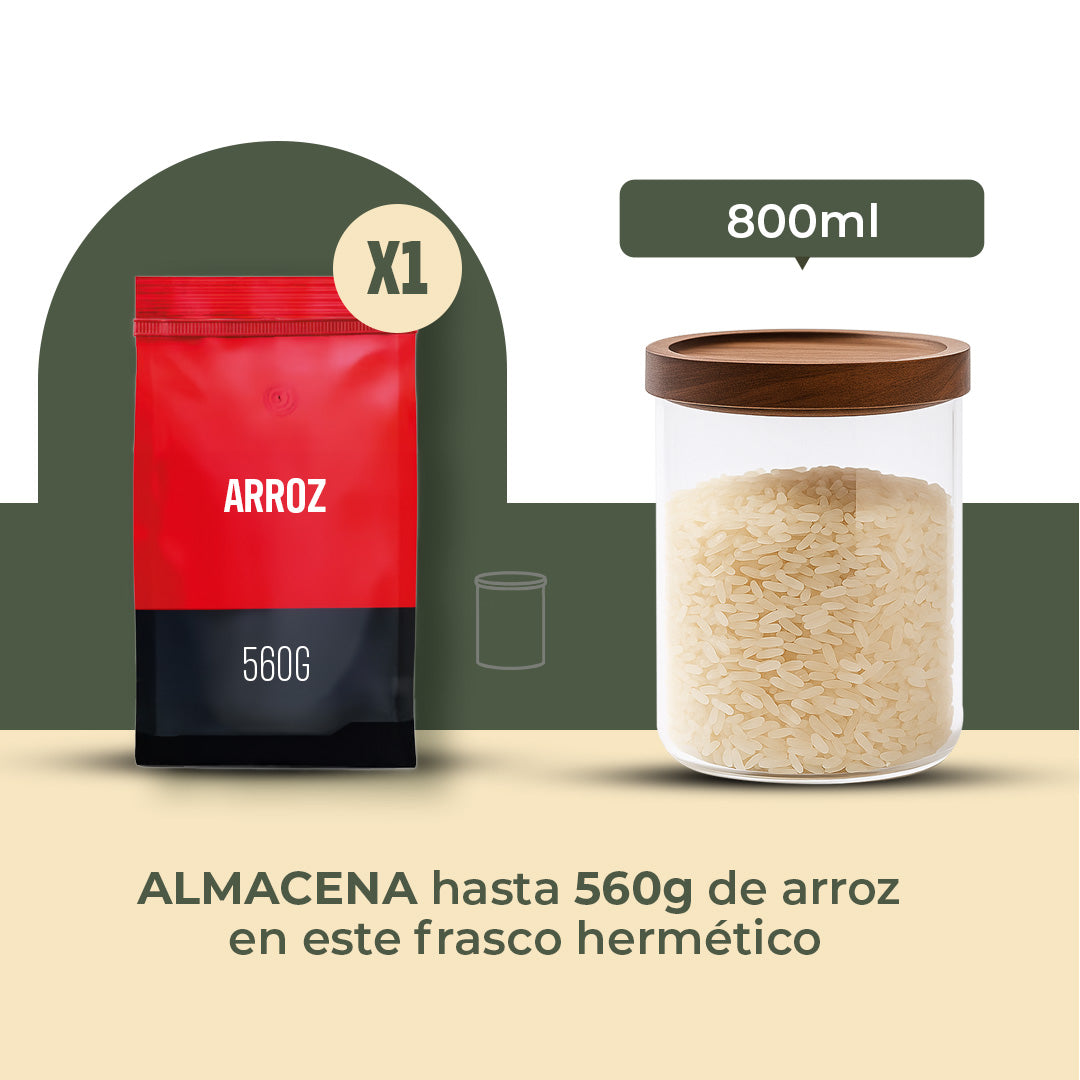 Frasco Contenedor Tarro Hermético Vidrio Tapa Acacia 800ml