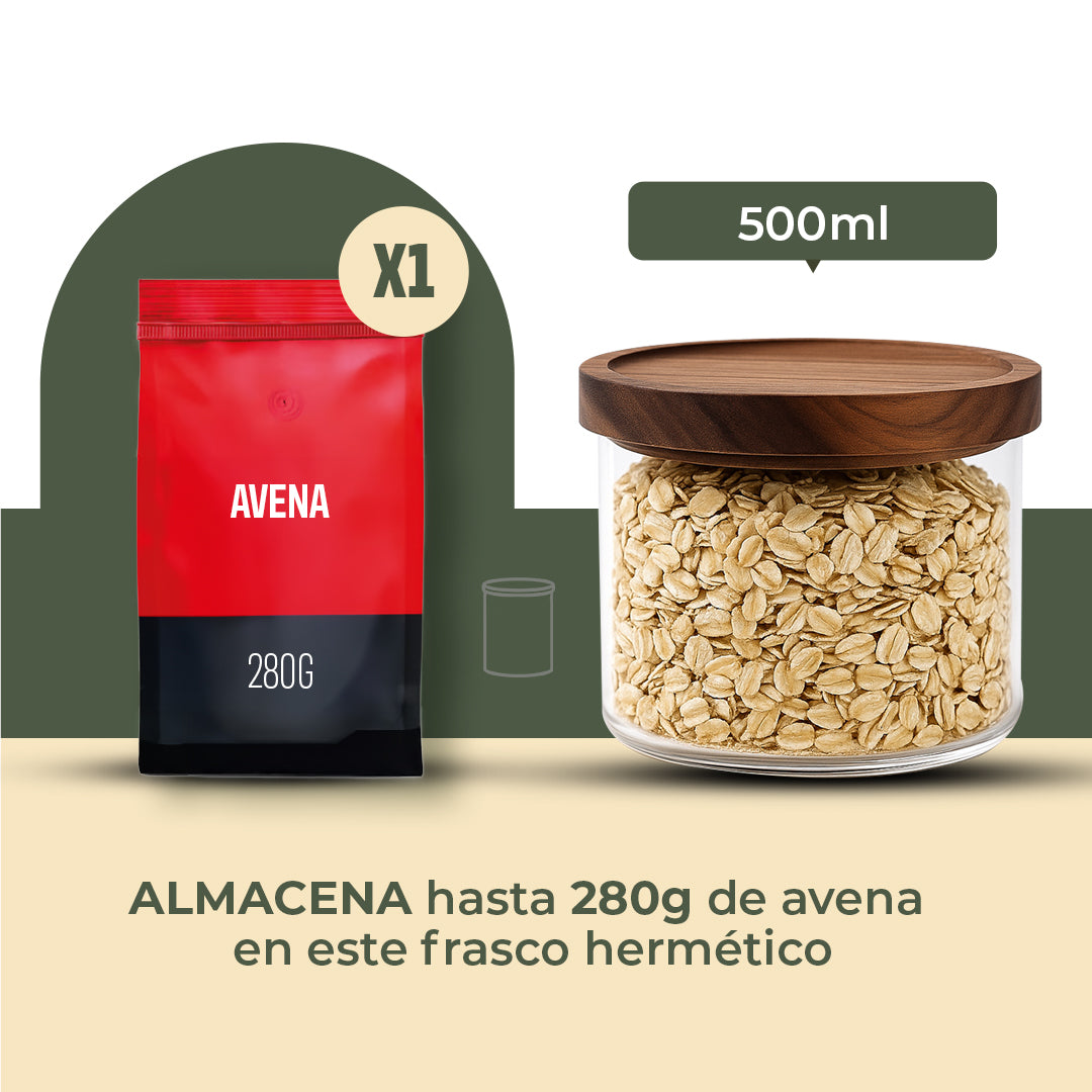 Frasco Contenedor Tarro Hermético Vidrio Tapa Acacia 500ml