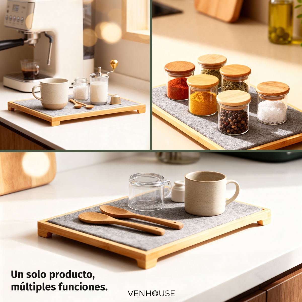 Tapete de piedra de secado rápido con base de bambú