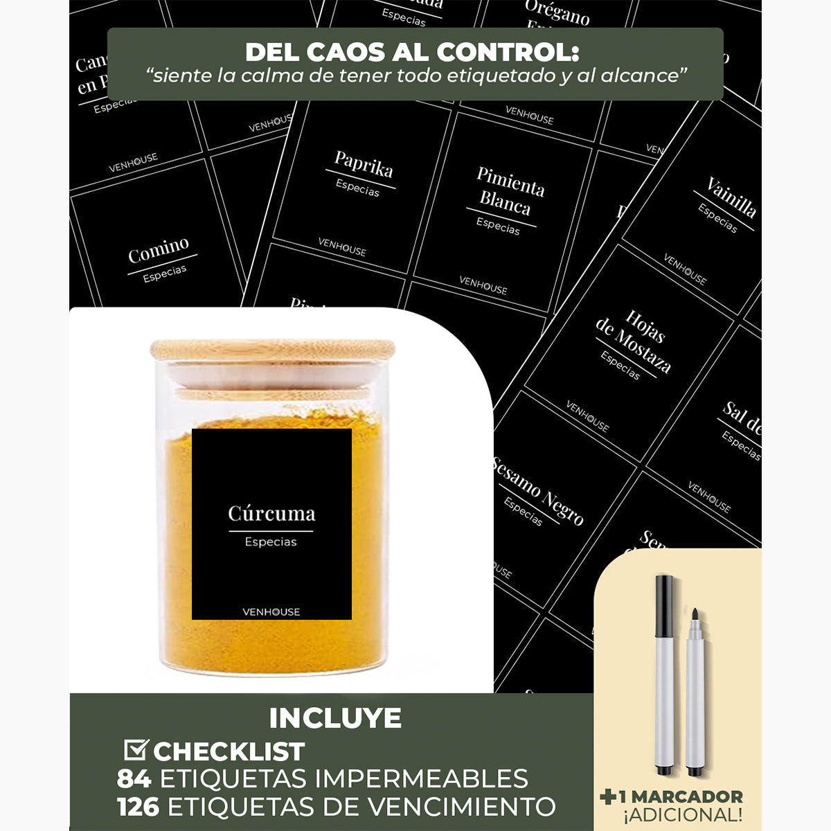 Set 15 Especieros De Vidrio Rack Extensible De Bambú