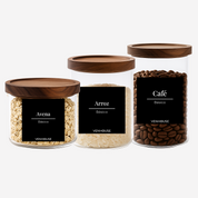 Set 3 Contenedores Herméticos Vidrio Cocina Despensa Acacia