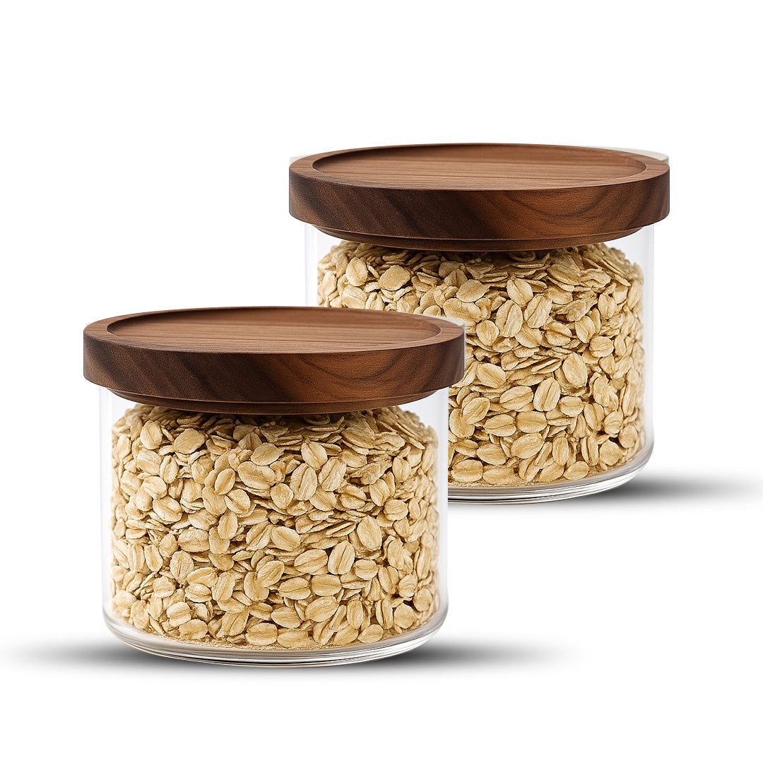 Frasco Contenedor Tarro Hermético Vidrio Tapa Acacia 500ml