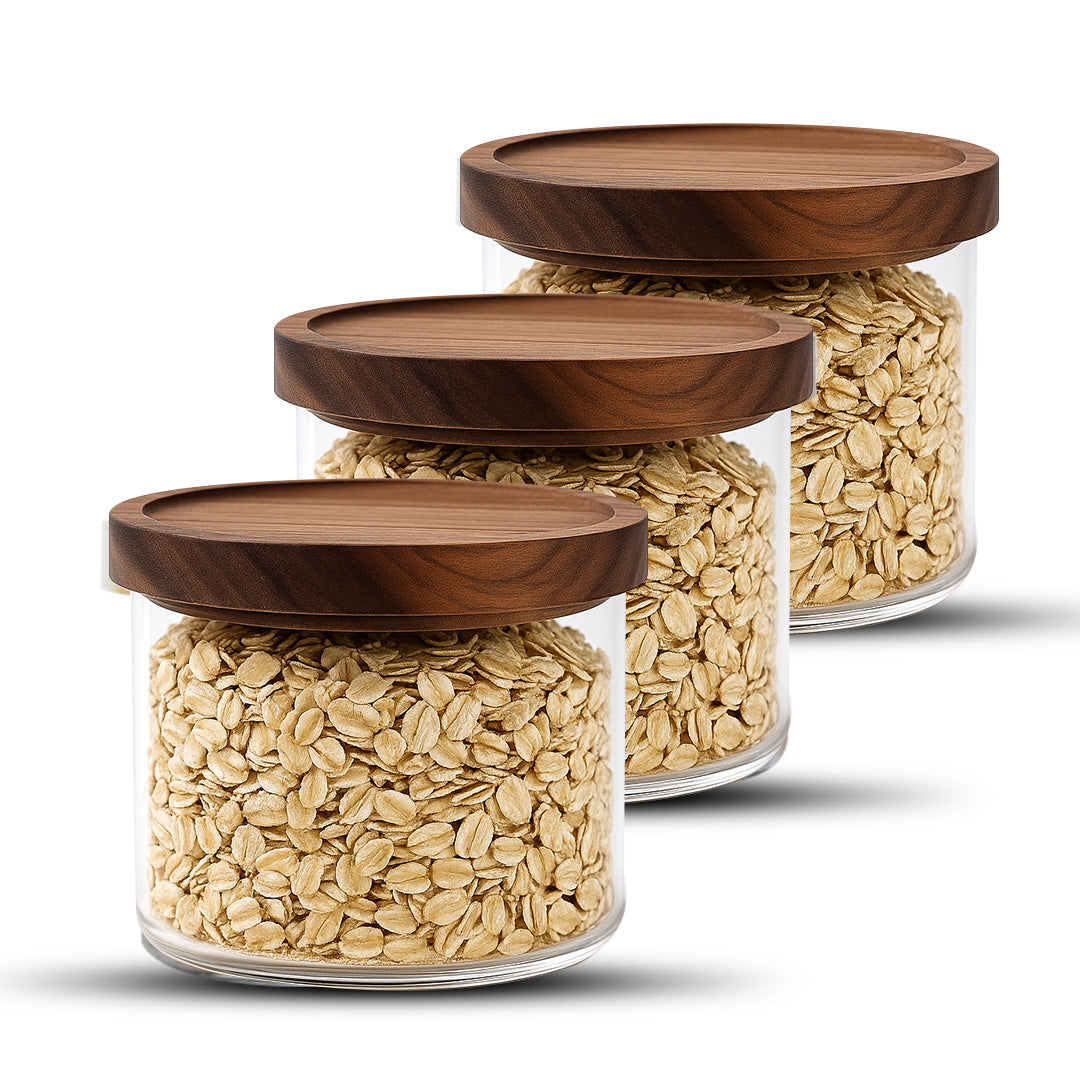 Frasco Contenedor Tarro Hermético Vidrio Tapa Acacia 500ml