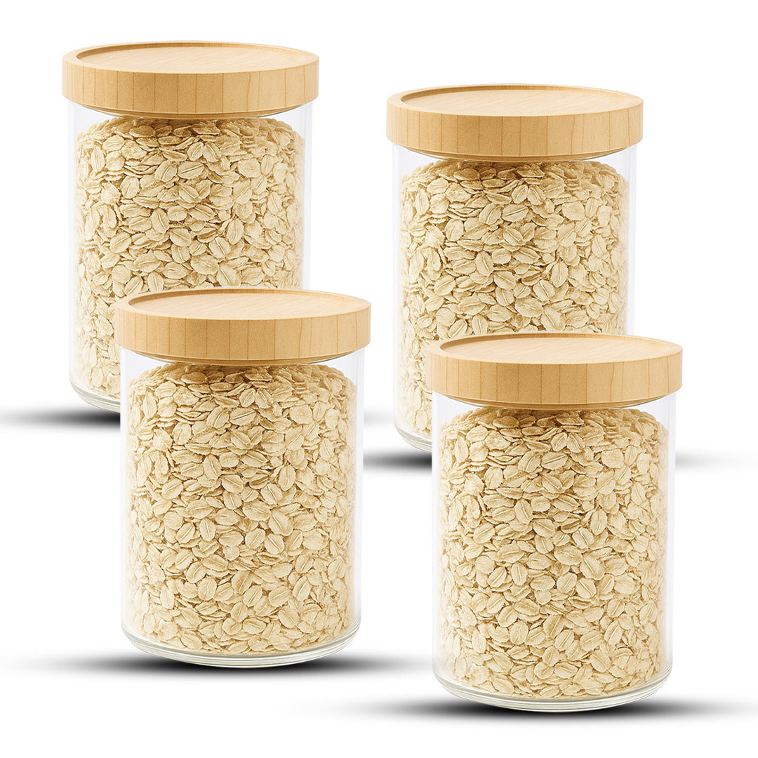 Frasco Contenedor Tarro Hermético Vidrio Tapa Bambú 1000ml