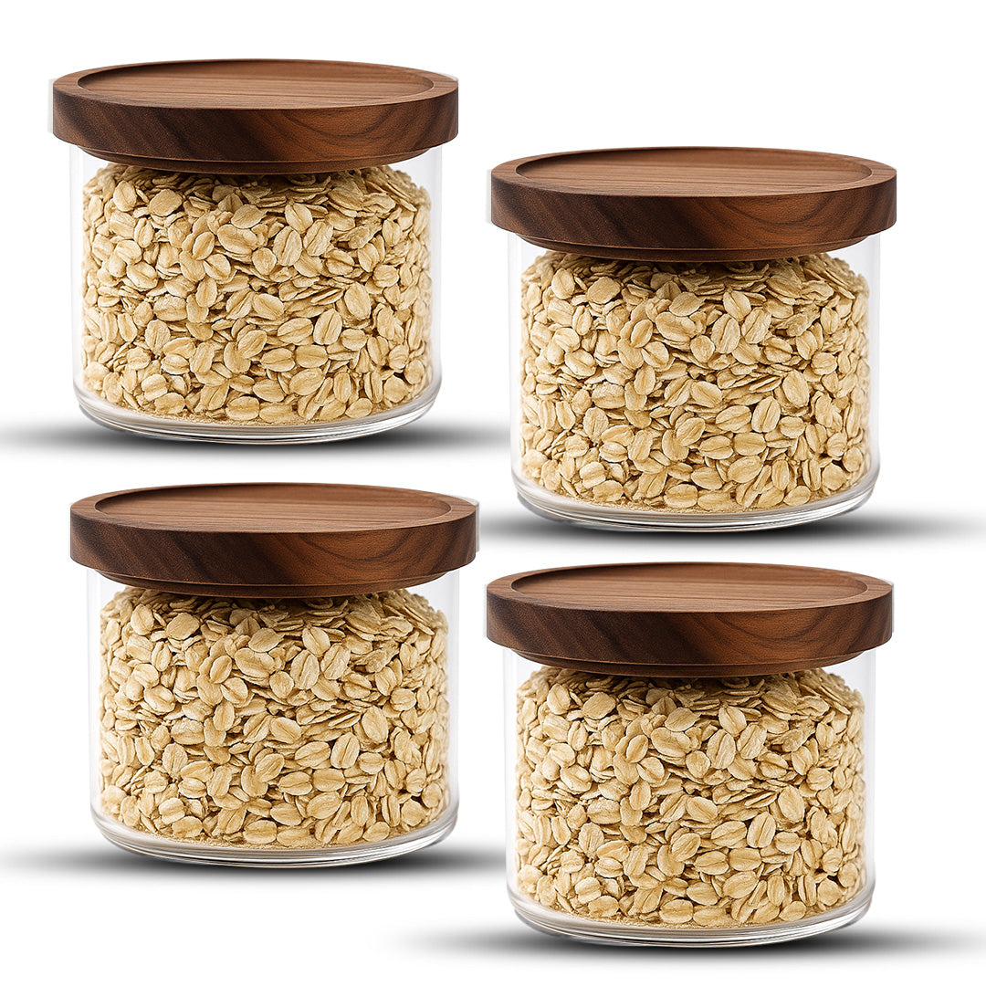 Frasco Contenedor Tarro Hermético Vidrio Tapa Acacia 500ml