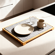 Tapete de piedra de secado rápido con base de bambú