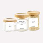 Set 3 Contenedores Herméticos Vidrio Cocina Despensa Bambú
