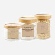 Set 3 Contenedores Herméticos Vidrio Cocina Despensa Bambú