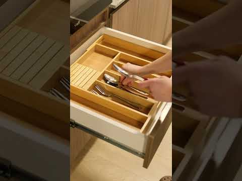 Cubertero de bambú ajustable para utensilios de cocina