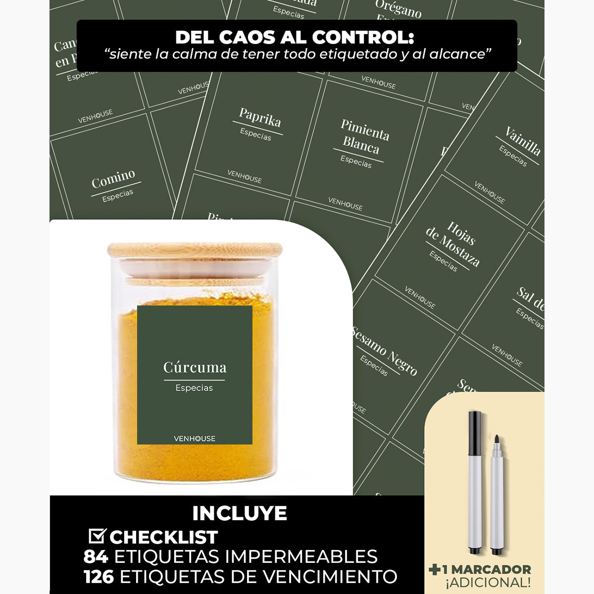 Set 15 Especieros De Vidrio Rack Extensible De Bambú